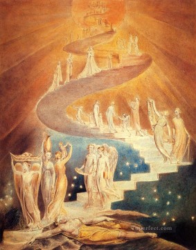  Man Oil Painting - Jacobs Ladder Romanticism Romantic Age William Blake